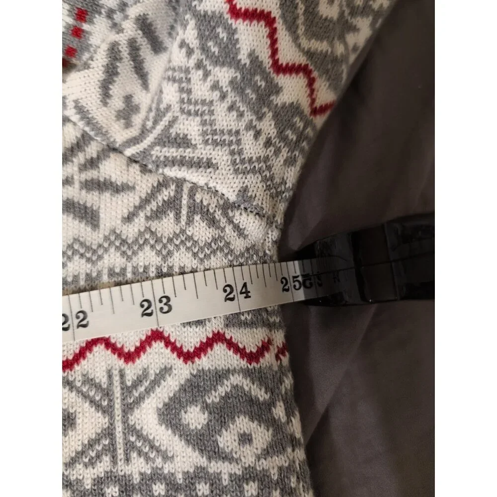 Tommy Hilfiger Joyce Fair Isle Sweater Men’s XL Gray White Red Crewneck - Picture 5 of 6